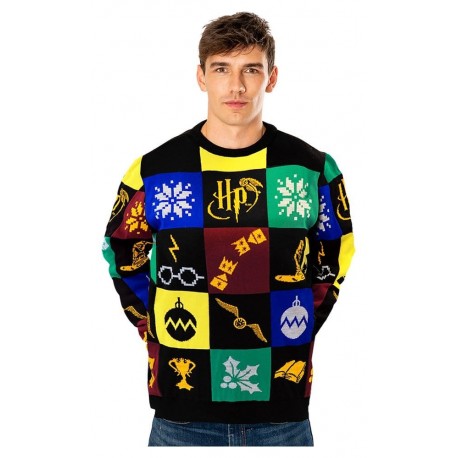 Pull de Noël patchwork Harry Potter