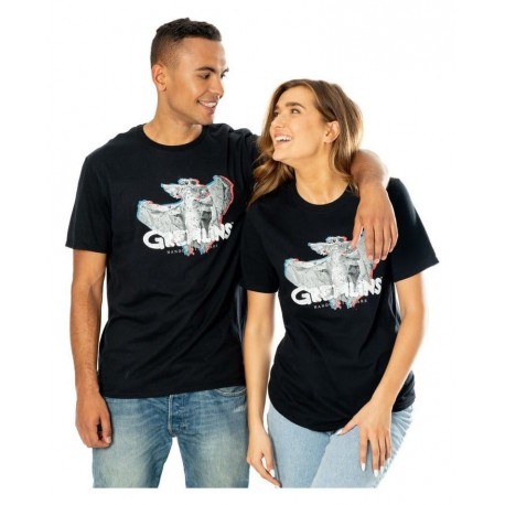 Camiseta preta Gremlins com design Flasher