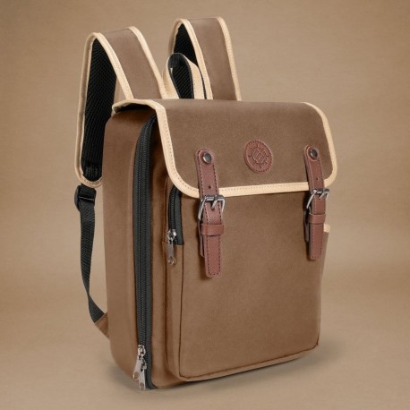 Mochila beige Enhance TCG Series con compartimentos para cartas