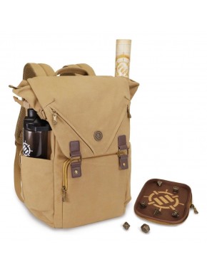 Sac à dos beige Enhance RPG en toile avec accessoires.