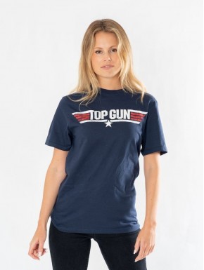 Camiseta azul marinho com logo Top Gun