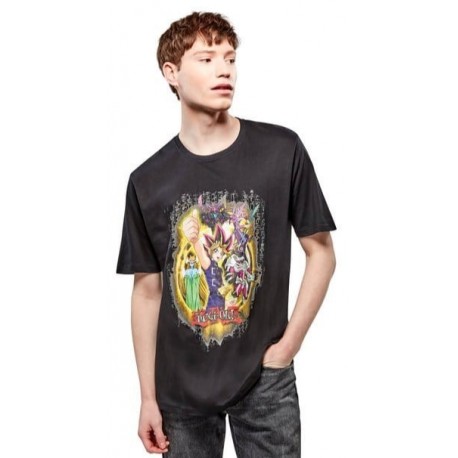 T-shirt noir Yu-Gi-Oh! Group Shot 3 avec personnages