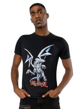 T-shirt noir Yu-Gi-Oh avec Dragon Blanc aux Yeux Bleus