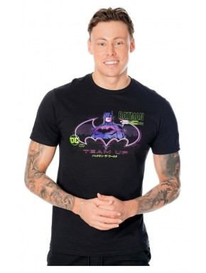 T-shirt noir Batman avec design Anime Matrix Grid