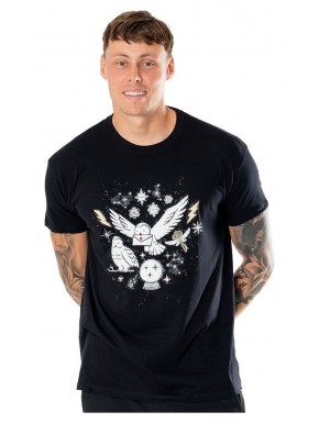 T-shirt noir Harry Potter avec design de Noël de Hedwig.