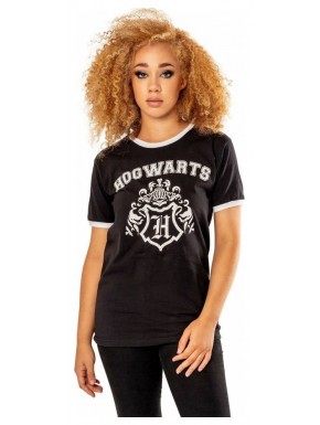 T-shirt noir Harry Potter avec emblème de Poudlard