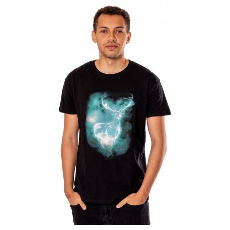 T-shirt noir avec design de Patronus de Harry Potter