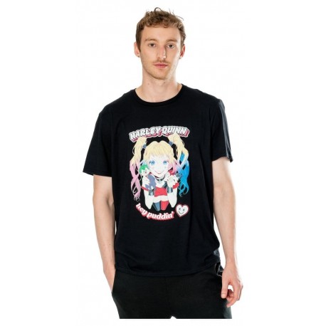 T-shirt noir Harley Quinn Puddin' style anime de DC Comics