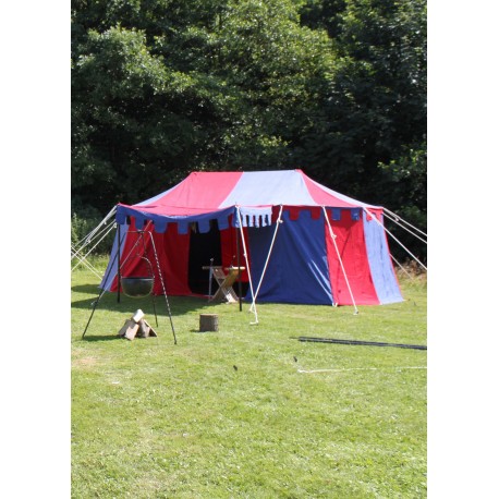 Tenda medieval de cavaleiros Burgund em vermelho e azul