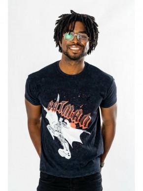T-shirt Batman lavage acide avec logo rouge