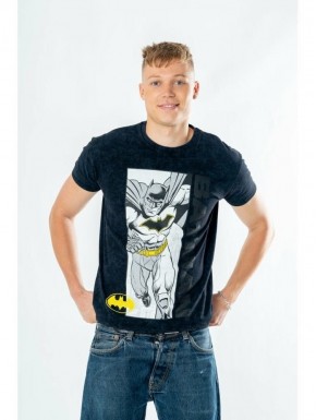 T-shirt noir avec design de Batman en style acid wash