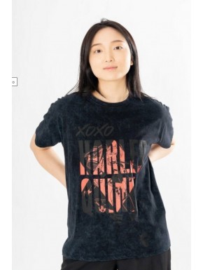 T-shirt noir DC Comics Harley Quinn Acid Wash Xoxo