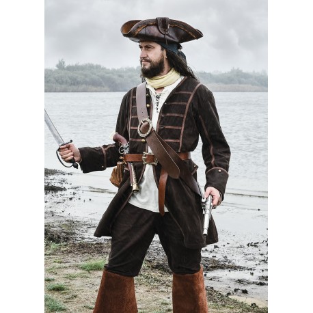 Manteau pirate marron Edward Justaucorps