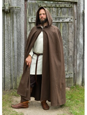 Cape viking marron avec capuche