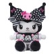 Peluche Sanrio Kuromi 22 cm en noir et blanc avec détails roses