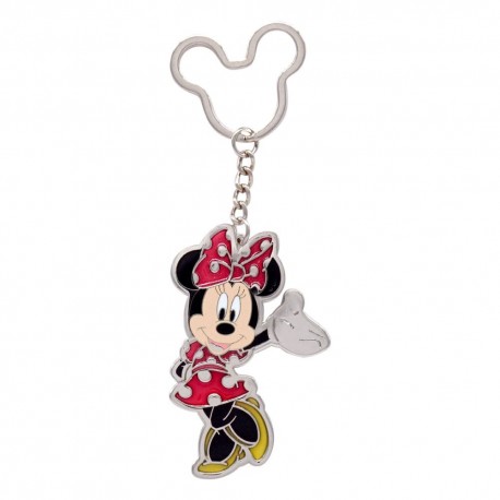 Porte-clés en métal Minnie Mouse avec robe rouge