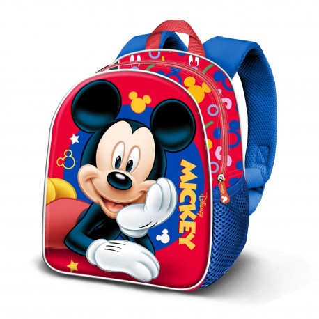 Mochila 3D vermelha do Mickey Mouse para pré-escolar