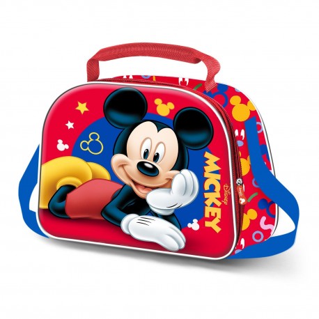Sac à lunch 3D Mickey Mouse rouge avec poignée réglable