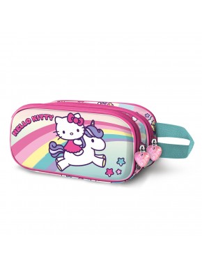 Estojo rosa Hello Kitty Unicórnio com duplo compartimento