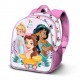 Mochila rosa 3D com princesas Disney em relevo