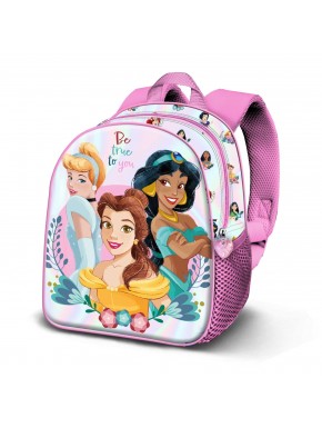 Sac à dos rose 3D avec princesses Disney en relief