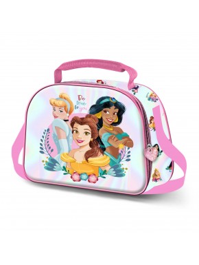Sac repas rose Disney Princesses avec design floral en 3D