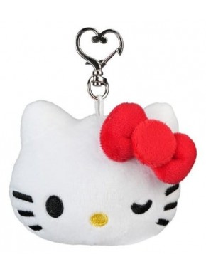 Chaveiro de pelúcia Hello Kitty 6 cm em branco e vermelho