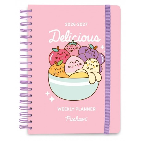 Vue de l'agenda scolaire Pusheen 2026 2027 Fruits A5
