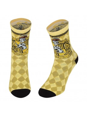 Chaussettes jaunes Harry Potter Hufflepuff avec emblème