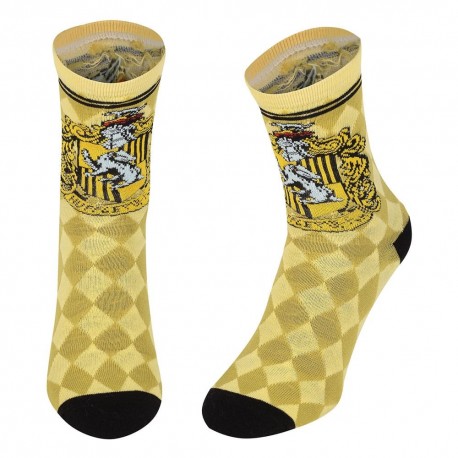 Chaussettes jaunes Harry Potter Hufflepuff avec emblème