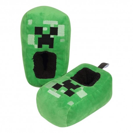 Chaussons Minecraft Creeper en peluche verts