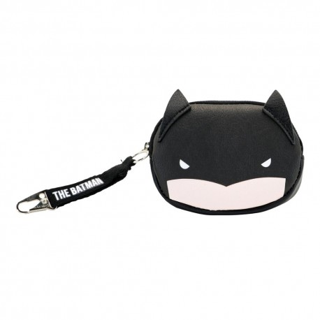Porta-moedas preto chibi do Batman com fecho de zíper
