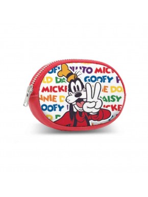Porte-monnaie blanc Disney Goofy avec fermeture éclair.