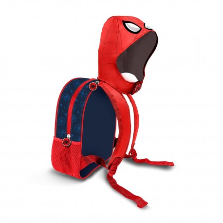 Sac à dos enfant rouge Spiderman avec capuche et bretelles