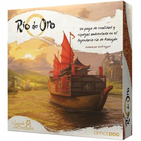 Jeu de société Río de Oro avec plateaux et composants colorés
