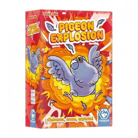 Caja del juego de mesa Pigeon Explosion con paloma