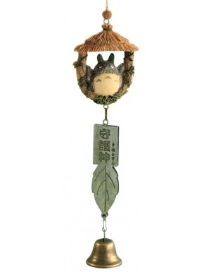 Clochette chance Totoro avec feuilles et détails en métal