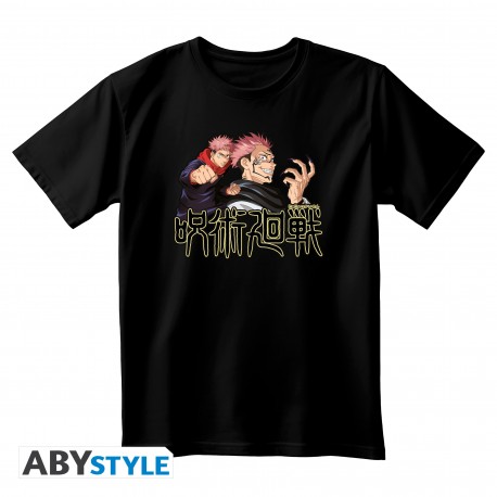 T-shirt noir Jujutsu Kaisen avec Itadori et Sukuna