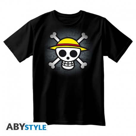 T-shirt unisexe noir One Piece avec crâne classique