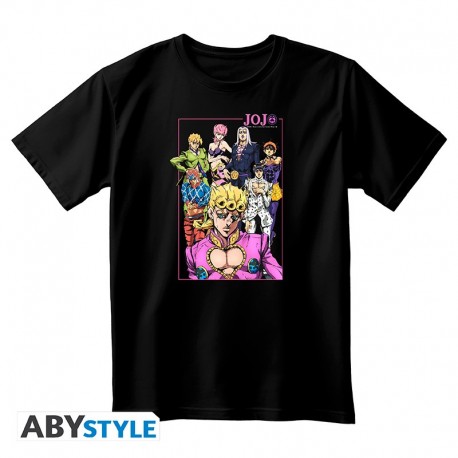 Camiseta negra con personajes de JoJo's Bizarre Adventure