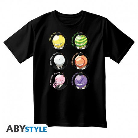 T-shirt noir unisexe avec émotions d'Assassination Classroom