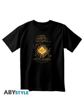 T-shirt noir unisexe avec le design de la Carte du Maraudeur de Harry Potter