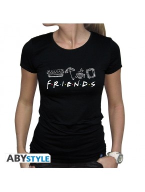 T-shirt noir femme Friends avec symboles de la série