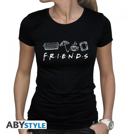 T-shirt noir femme Friends avec symboles de la série