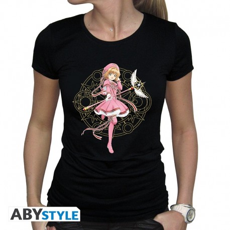 T-shirt femme noir avec Sakura de Cardcaptor