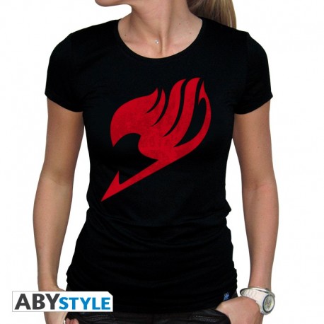 T-shirt noir femme avec emblème rouge Fairy Tail