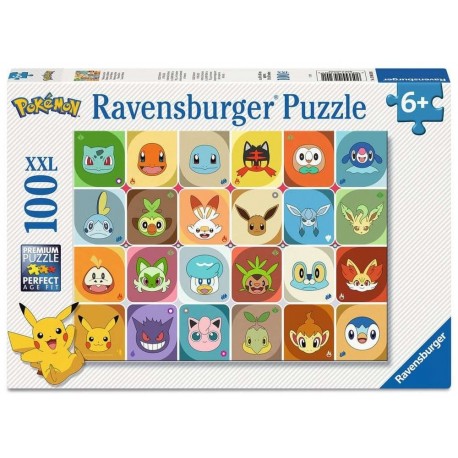 Boîte du puzzle XXL de 100 pièces avec visages de Pokémon