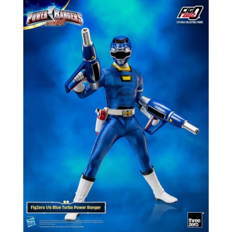 Figura Power Rangers Turbo Ranger Azul com acessórios