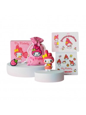 Figura My Melody 6 cm com acessórios e bolsa de algodão
