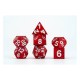 Juego de dados rojos con escamas de dragón